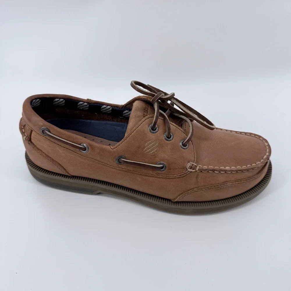 West Marine Mens Classic Comfort Mocs Tan Leather Boat Shoes Size 8.5
